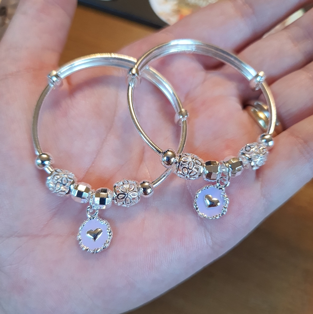 Solid 999 Sterling Silver Baby Bangles-Style 2